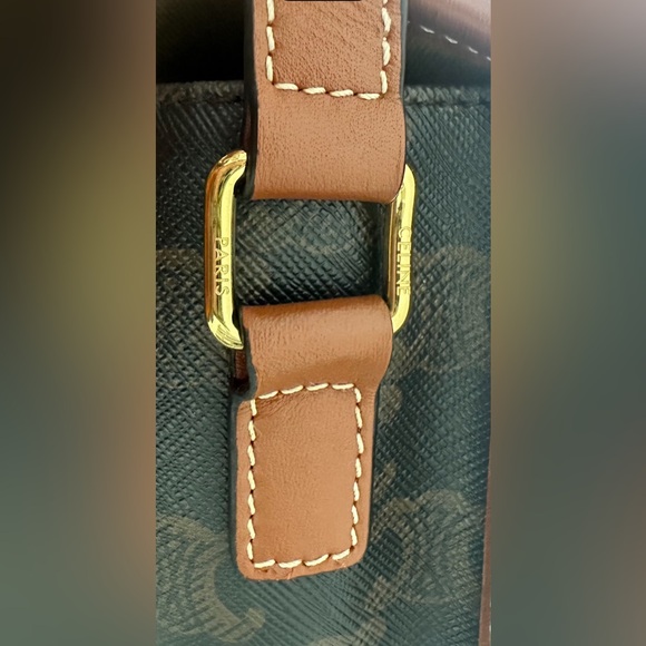 Celine Folco Bag In Triomphe Canvas And Calfskin Tan - Picture 4 of 12